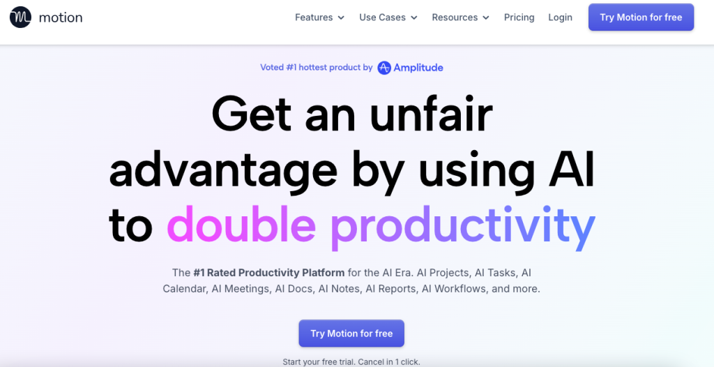 Motion AI scheduling and time tracking software for ADHD freelancers and task management