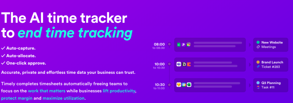 Timely AI-powered automatic time tracking software for ADHD freelancers