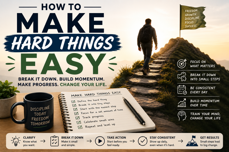 How to Make Hard Things Easy by breaking big goals into small daily actions that build momentum and lasting discipline.